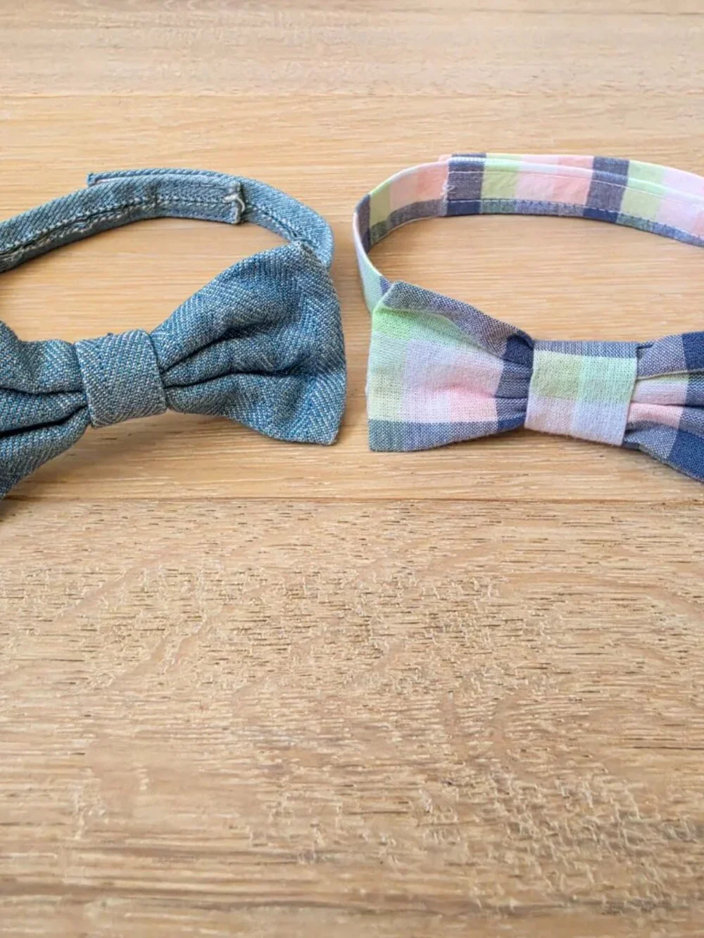 Set of 2 Nordstrom Boys Bowties Plaid & Denim Size 2T-3T